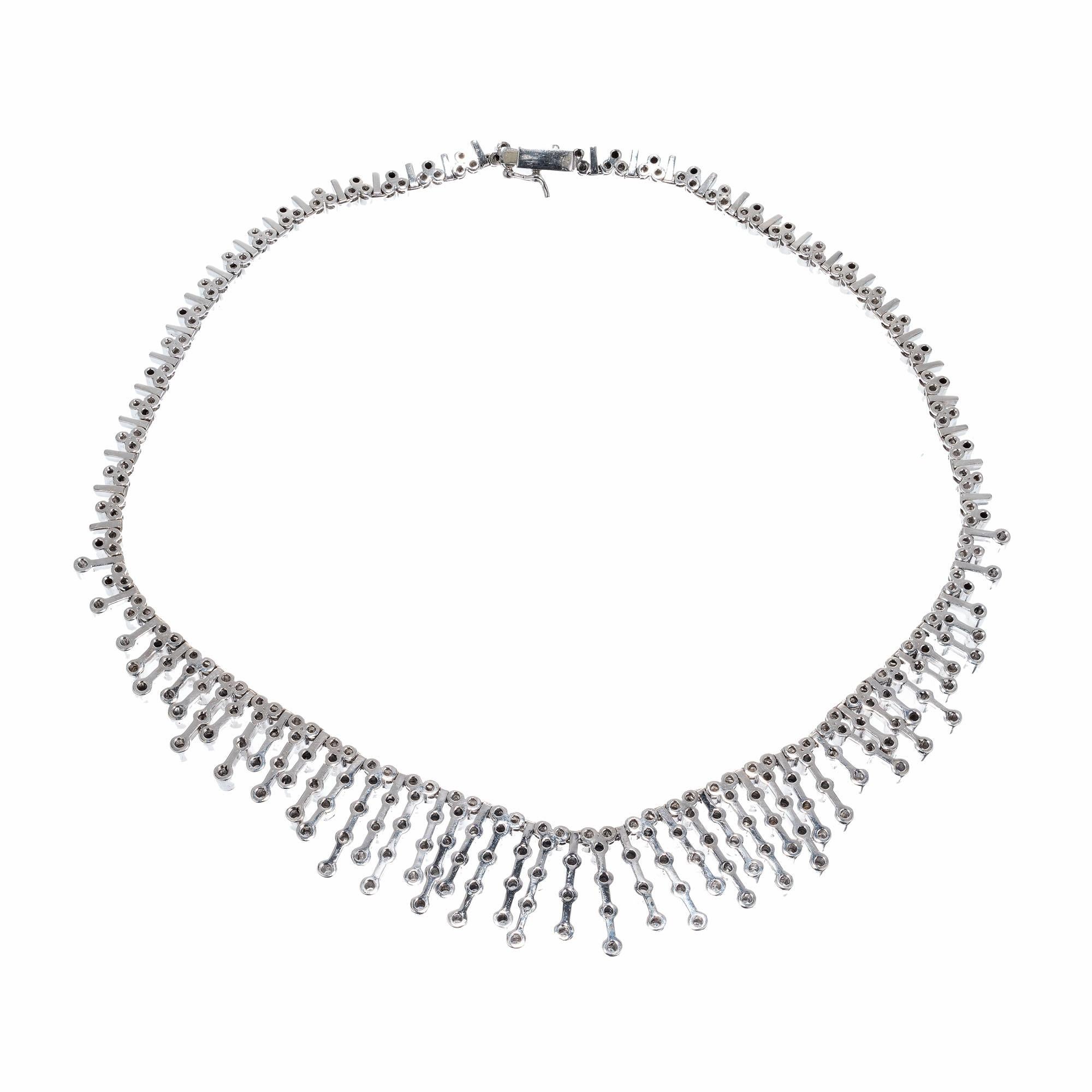 4,00 Karat Diamant Weißgold Halskette im Kleopatra-Stil (Rundschliff) im Angebot