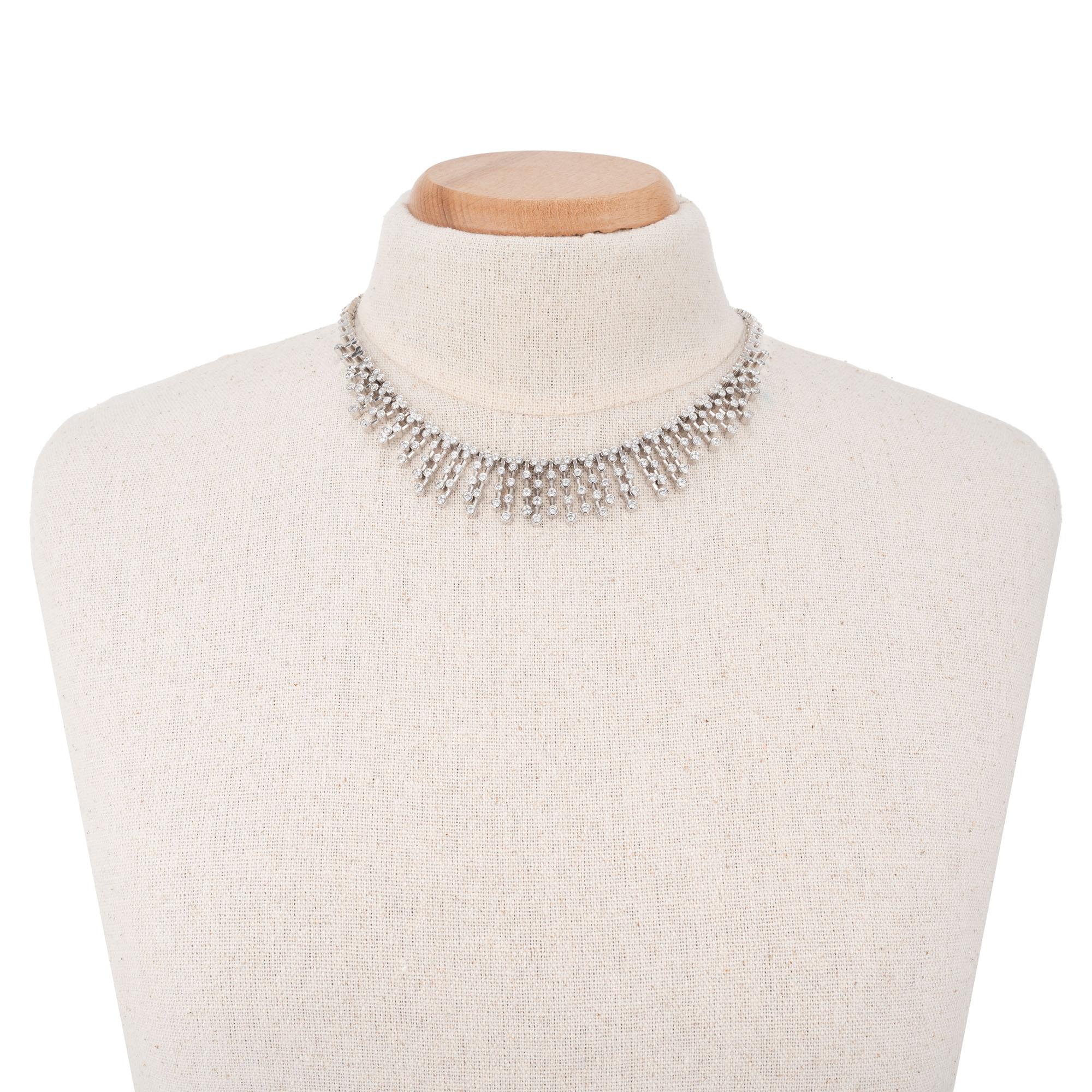 4,00 Karat Diamant Weißgold Halskette im Kleopatra-Stil Damen im Angebot