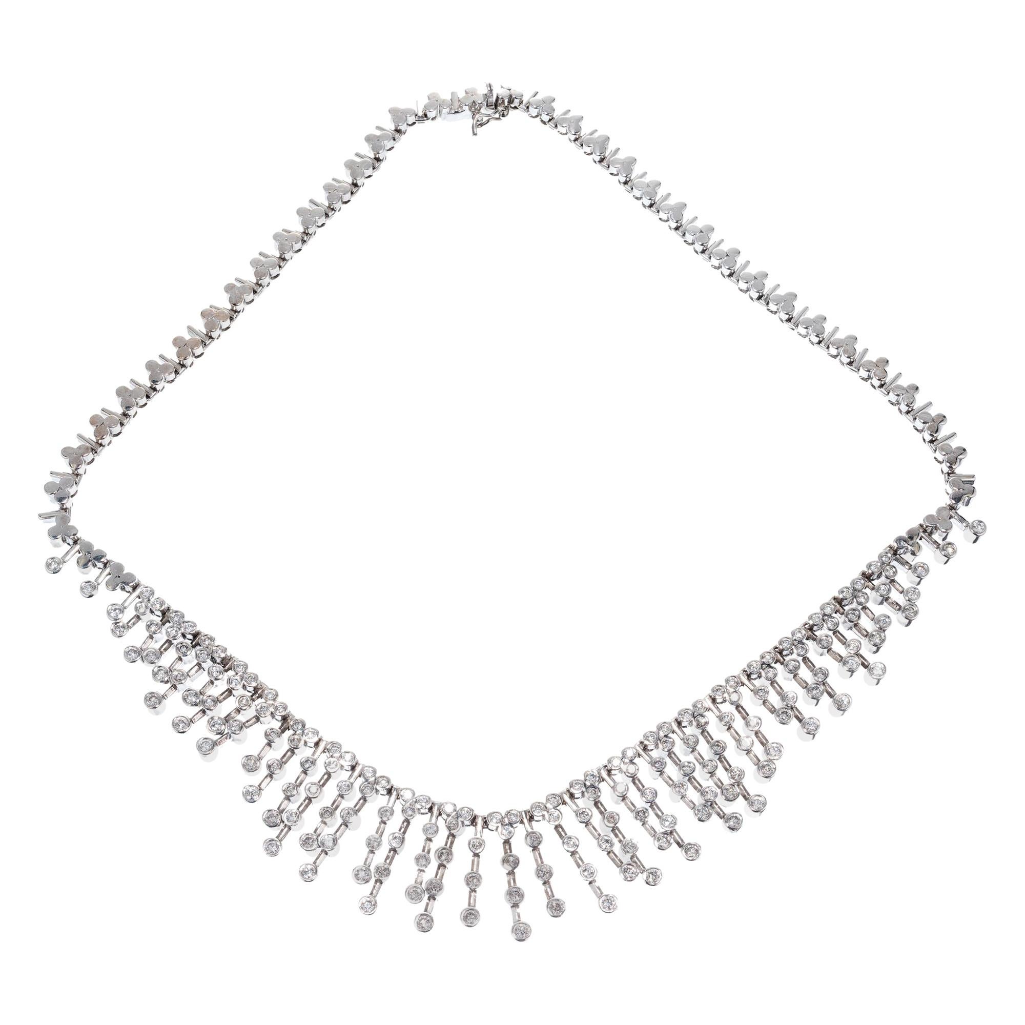 4.00 Carat Diamond White Gold Cleopatra Style Necklace For Sale