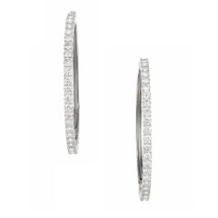 4.00 Carat Diamond White Gold Large Hoop Earrings