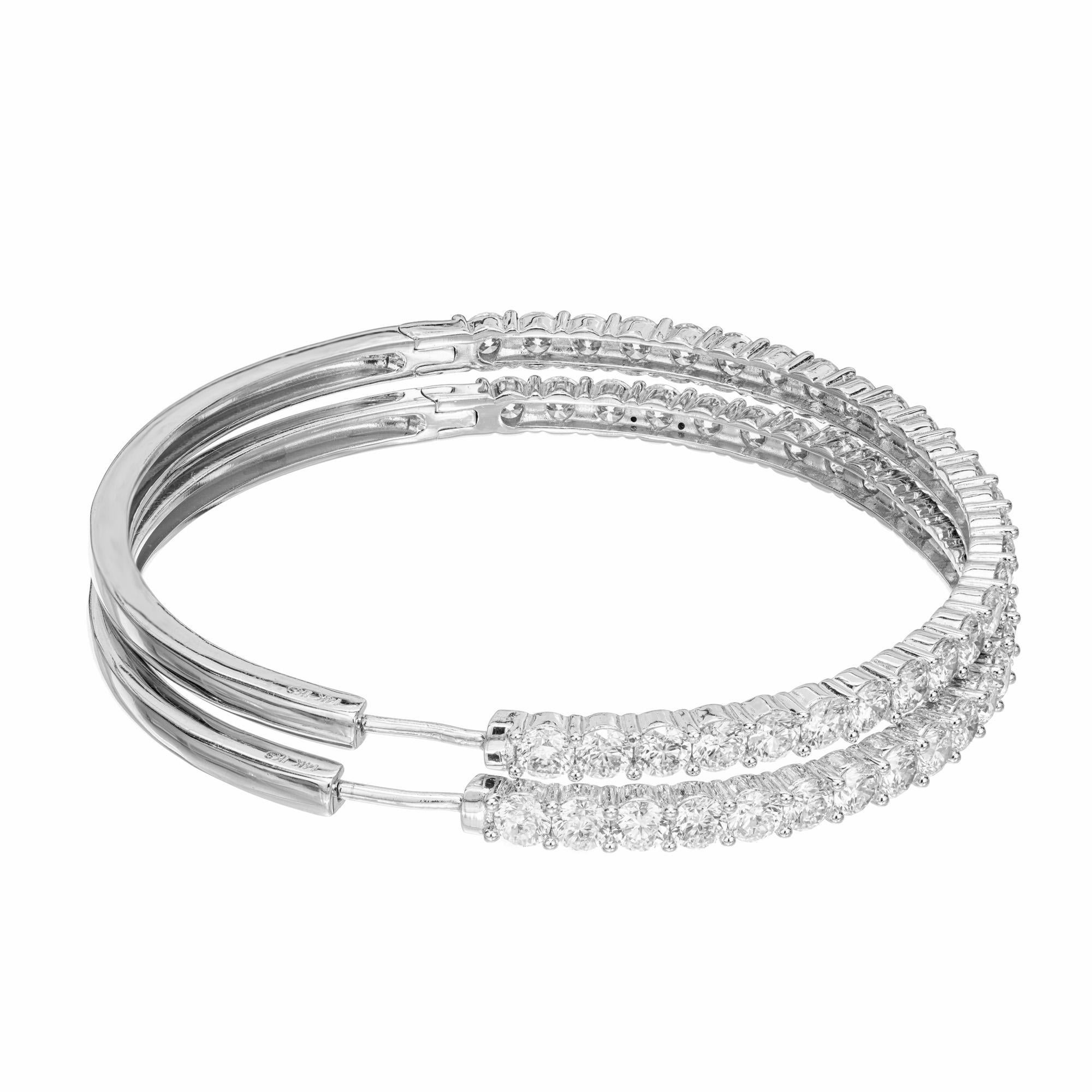 4.00 Carat Diamond White Gold Large Hoop Earrings  In Excellent Condition For Sale In Stamford, CT