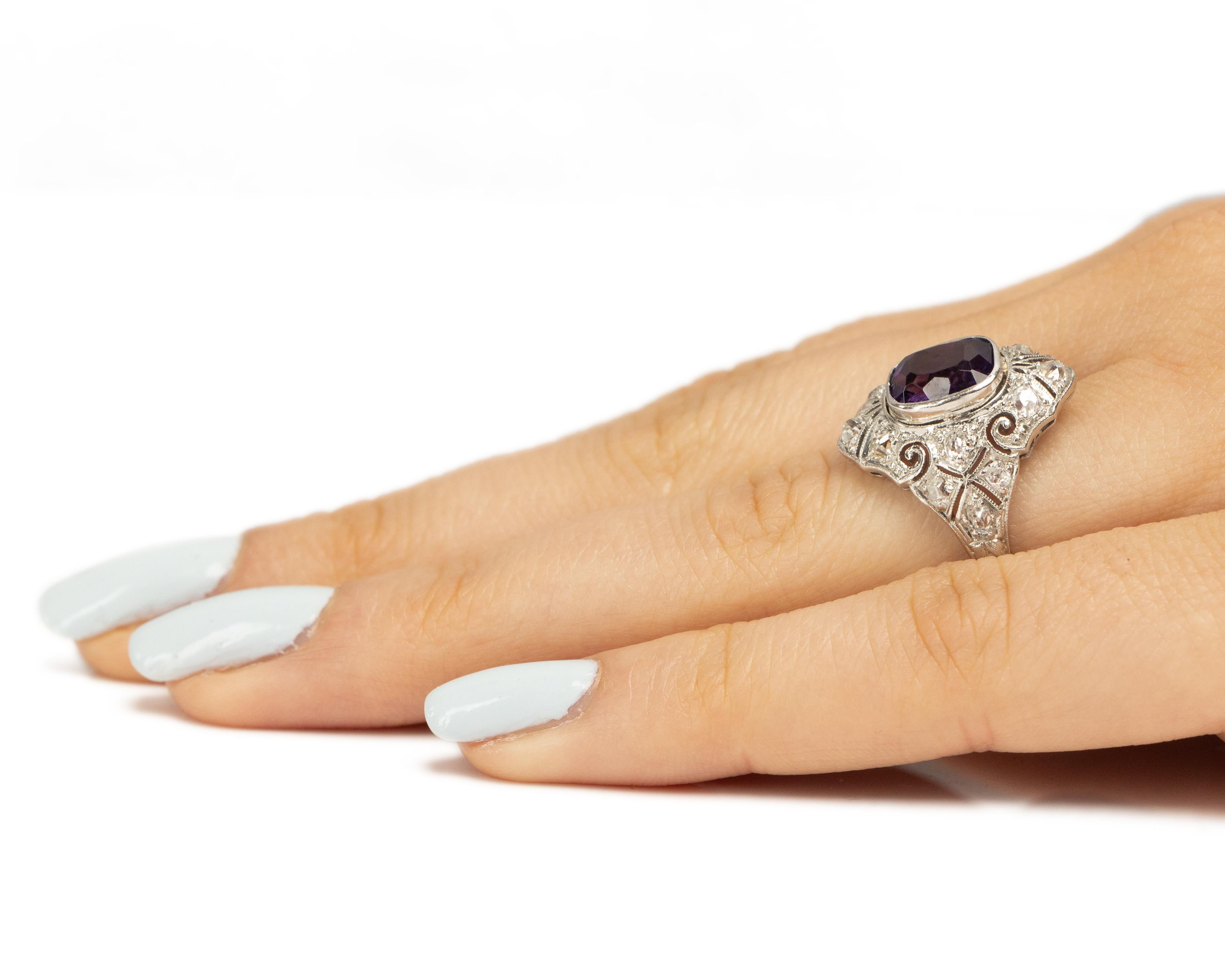Women's 4.00 Carat Edwardian Amethyst Platinum Engagement Ring For Sale