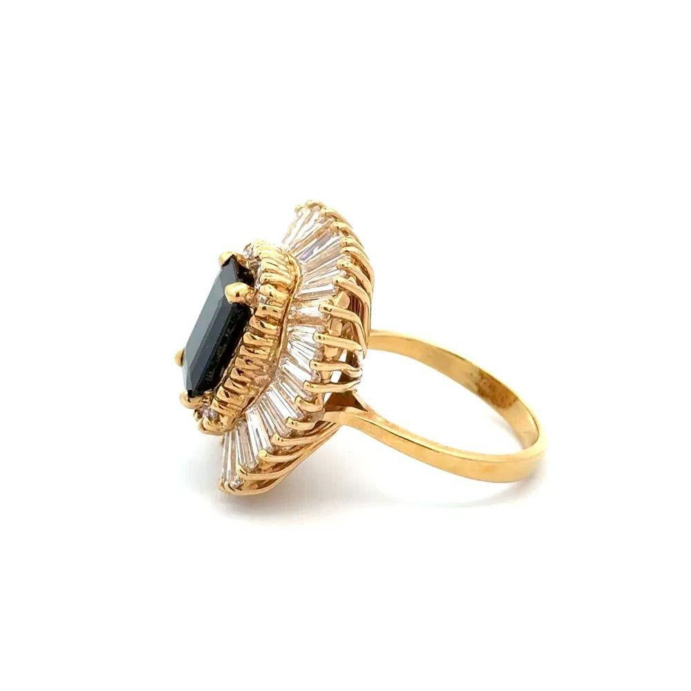 Women's 4.00 Carat Emerald-Cut Sapphire and Diamond Gold Statement Cocktail Ring For Sale