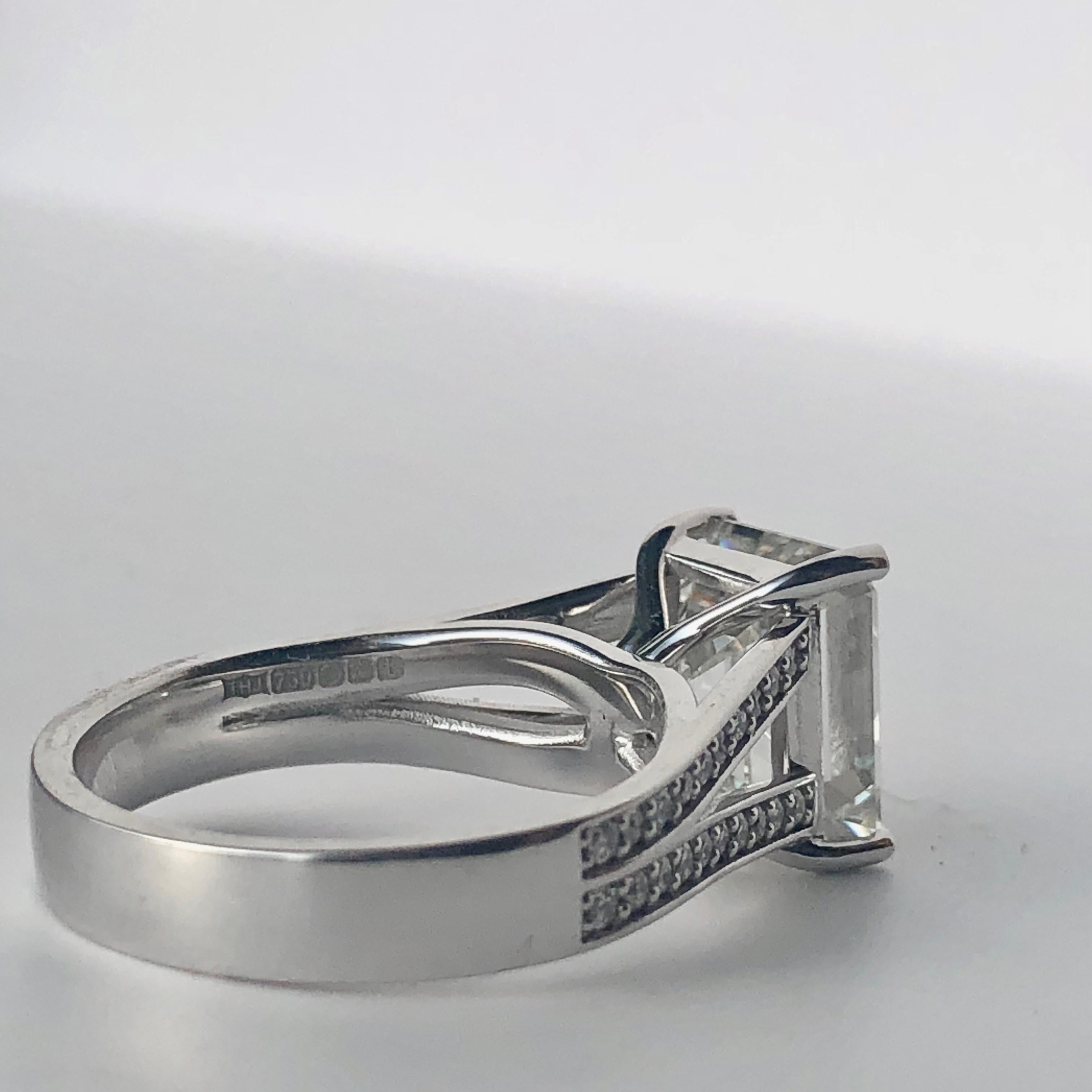 4.00 Carat Emerald Cut White Diamond Engagement Ring J VS Certificated 18 Karat 2