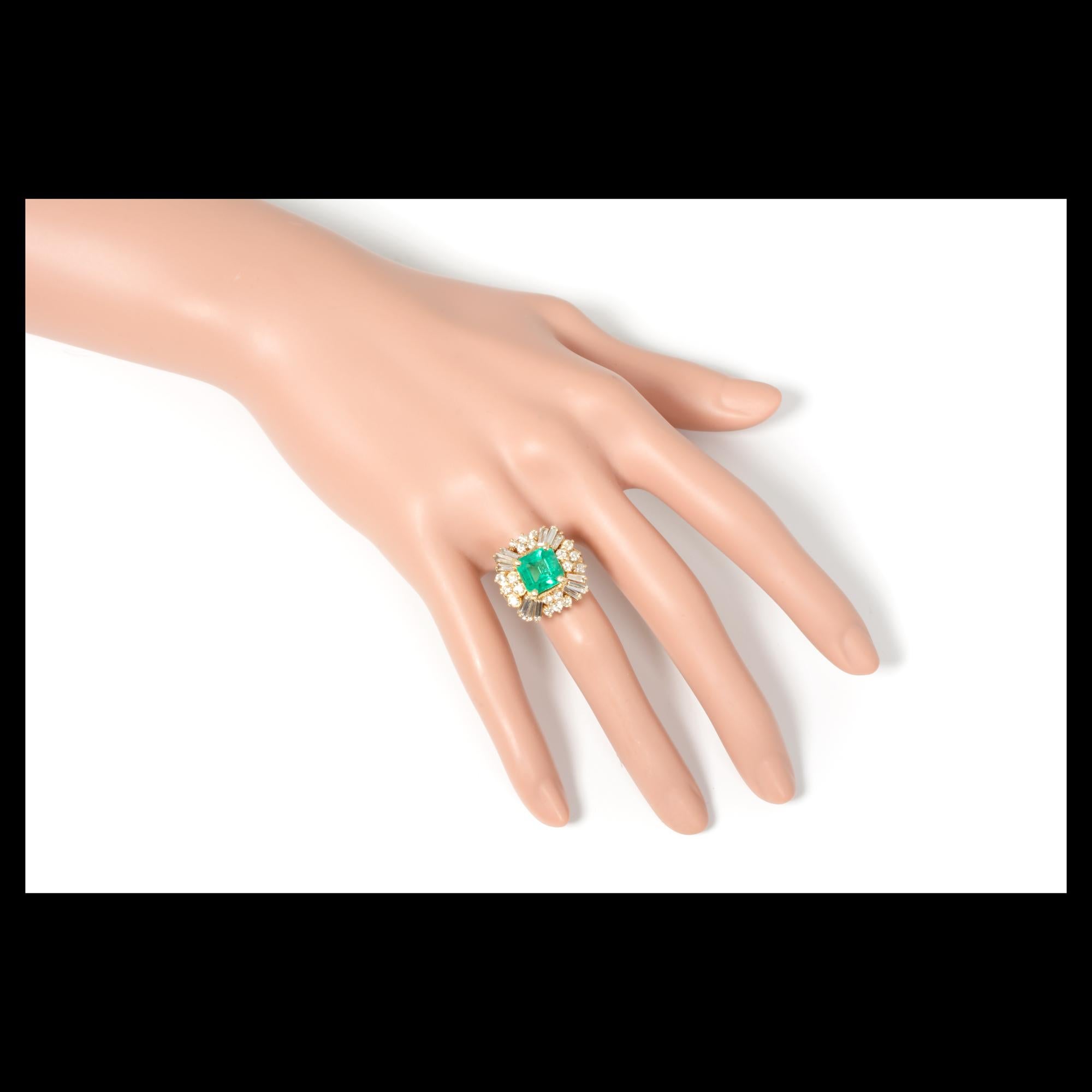 4.00 Carat Emerald Diamond Princess Gold Cocktail Ring For Sale at ...