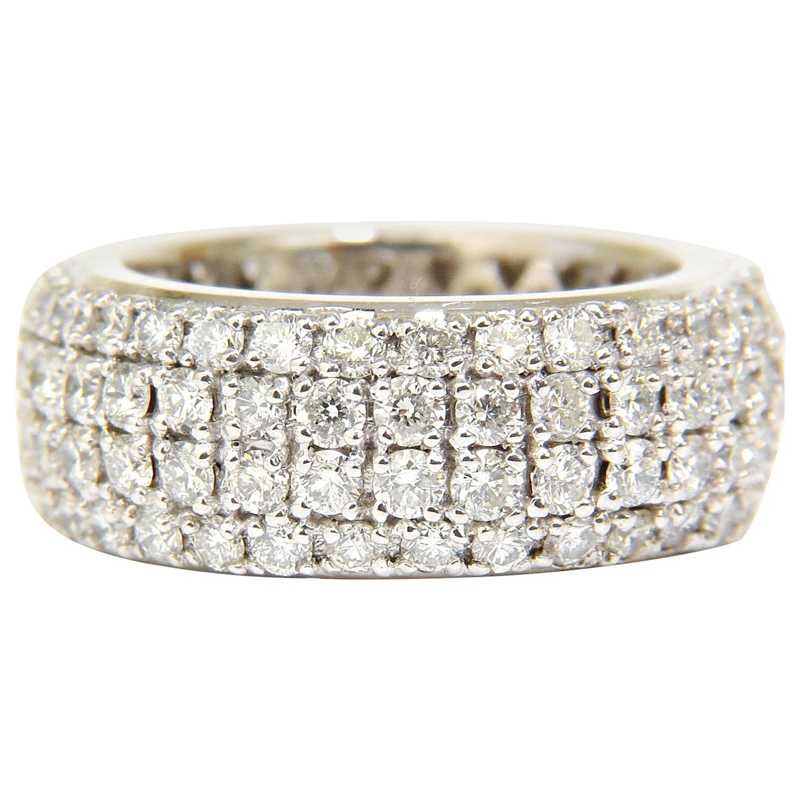 4.00 Carat Full Cut Diamonds Eternity Wide Band Ring 14 Karat*