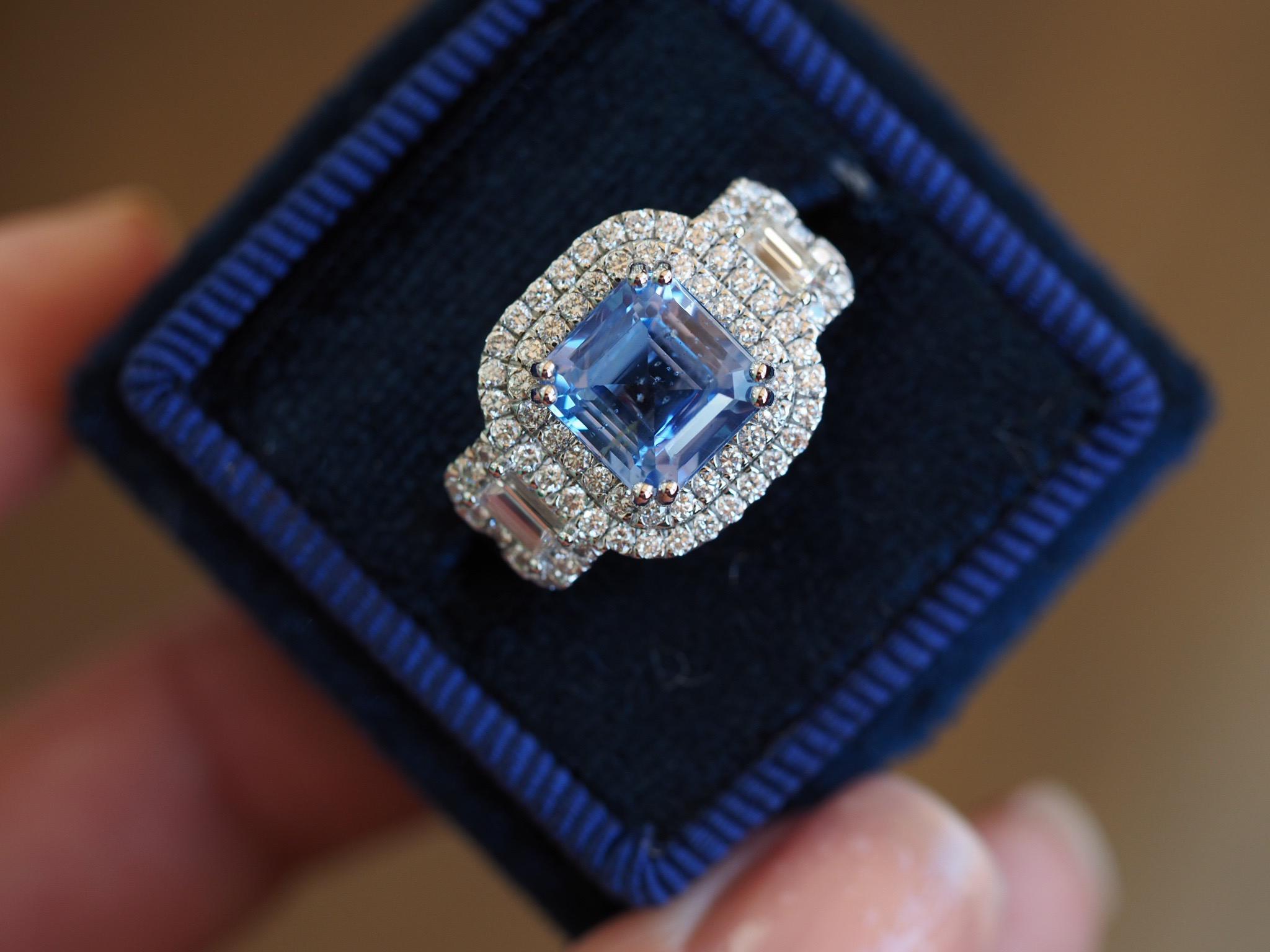 4,00 Karat GIA Saphir Platin Diamant-Ring im Zustand „Neu“ im Angebot in Addison, TX