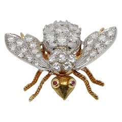 4.00 Carat H, VS White and Yellow Gold Bee Pin