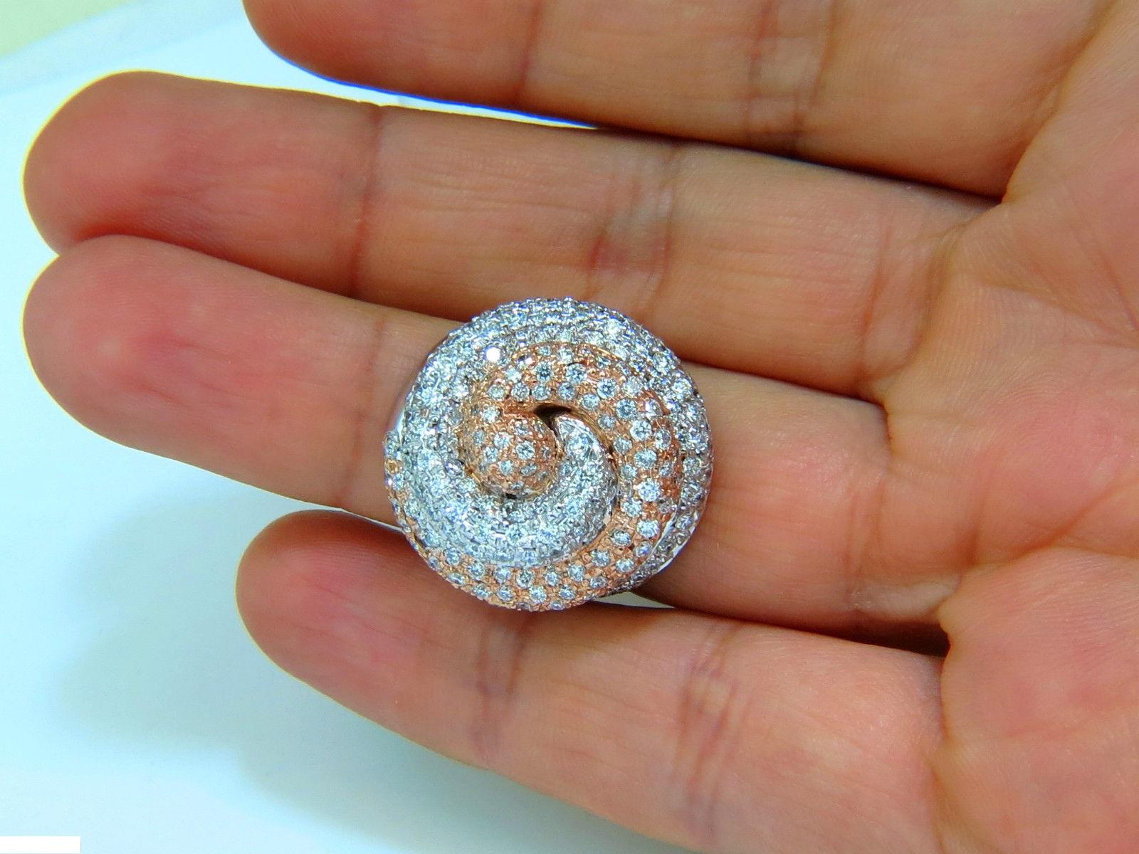 4.00 Carat Huge Dome 18 Karat 3D Swirl Diamonds Ring G/VS Cocktail Prime For Sale 5