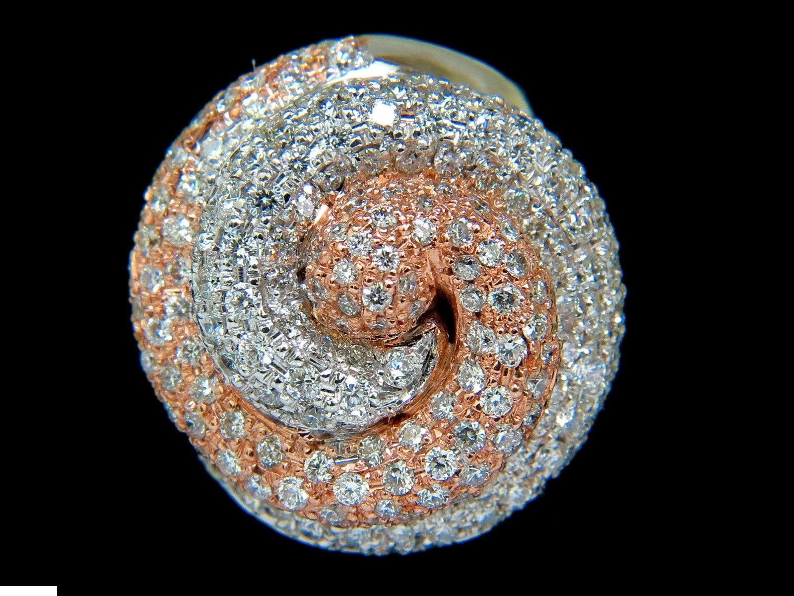 4.00 Carat Huge Dome 18 Karat 3D Swirl Diamonds Ring G/VS Cocktail Prime Neuf - En vente à New York, NY