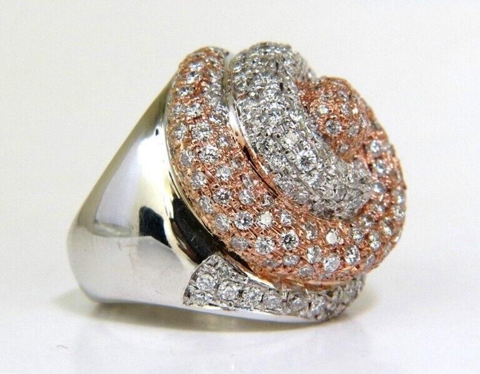 4.00 Carat Huge Dome 18 Karat 3D Swirl Diamonds Ring G/VS Cocktail Prime In New Condition For Sale In New York, NY
