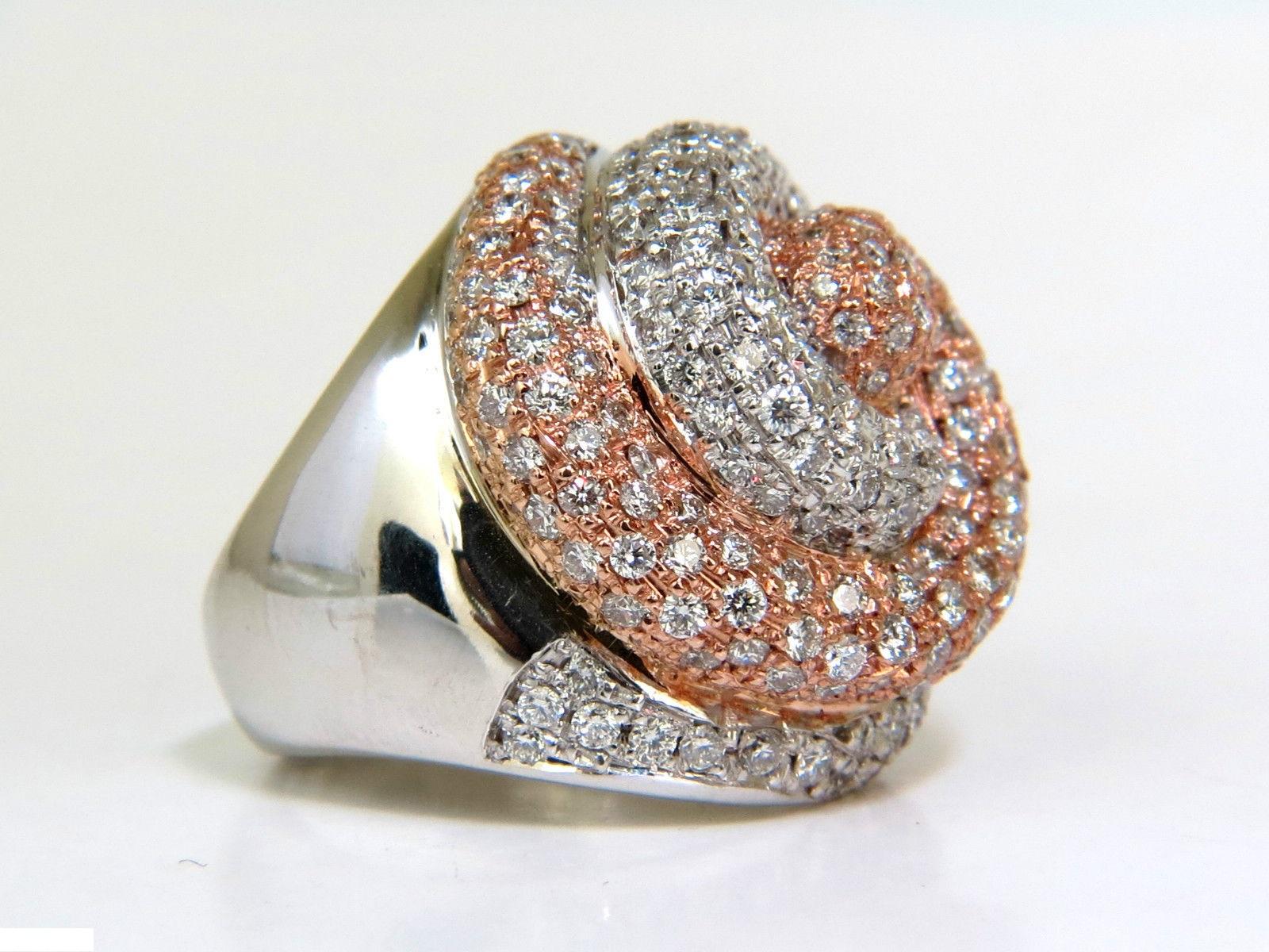 4.00 Carat Huge Dome 18 Karat 3D Swirl Diamonds Ring G/VS Cocktail Prime For Sale 1