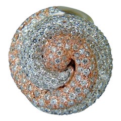 4.00 Carat Huge Dome 18 Karat 3D Swirl Diamonds Ring G/VS Cocktail Prime*