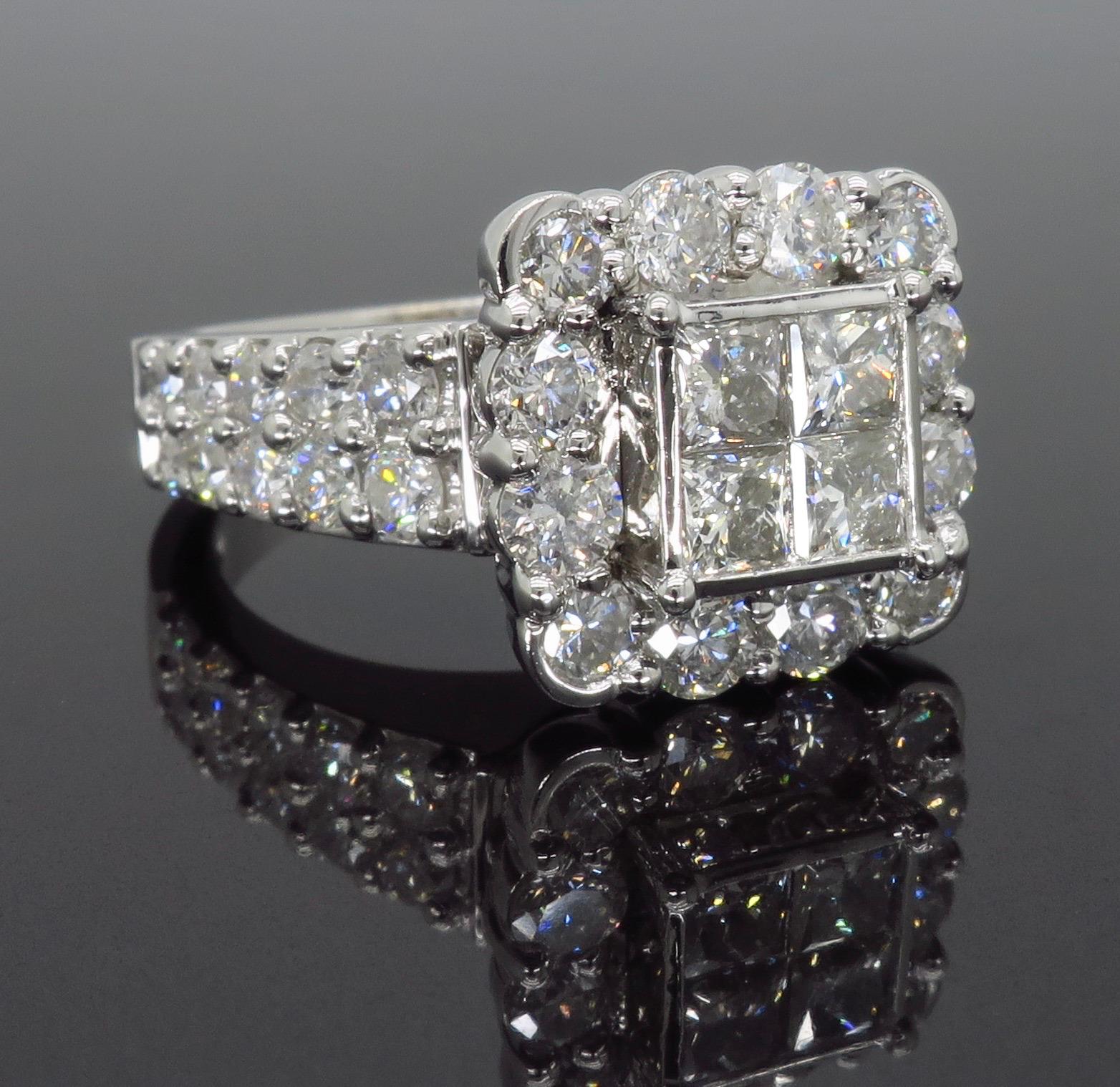 4.00 Carat Invisible Set Quad Style Diamond Engagement Ring 3