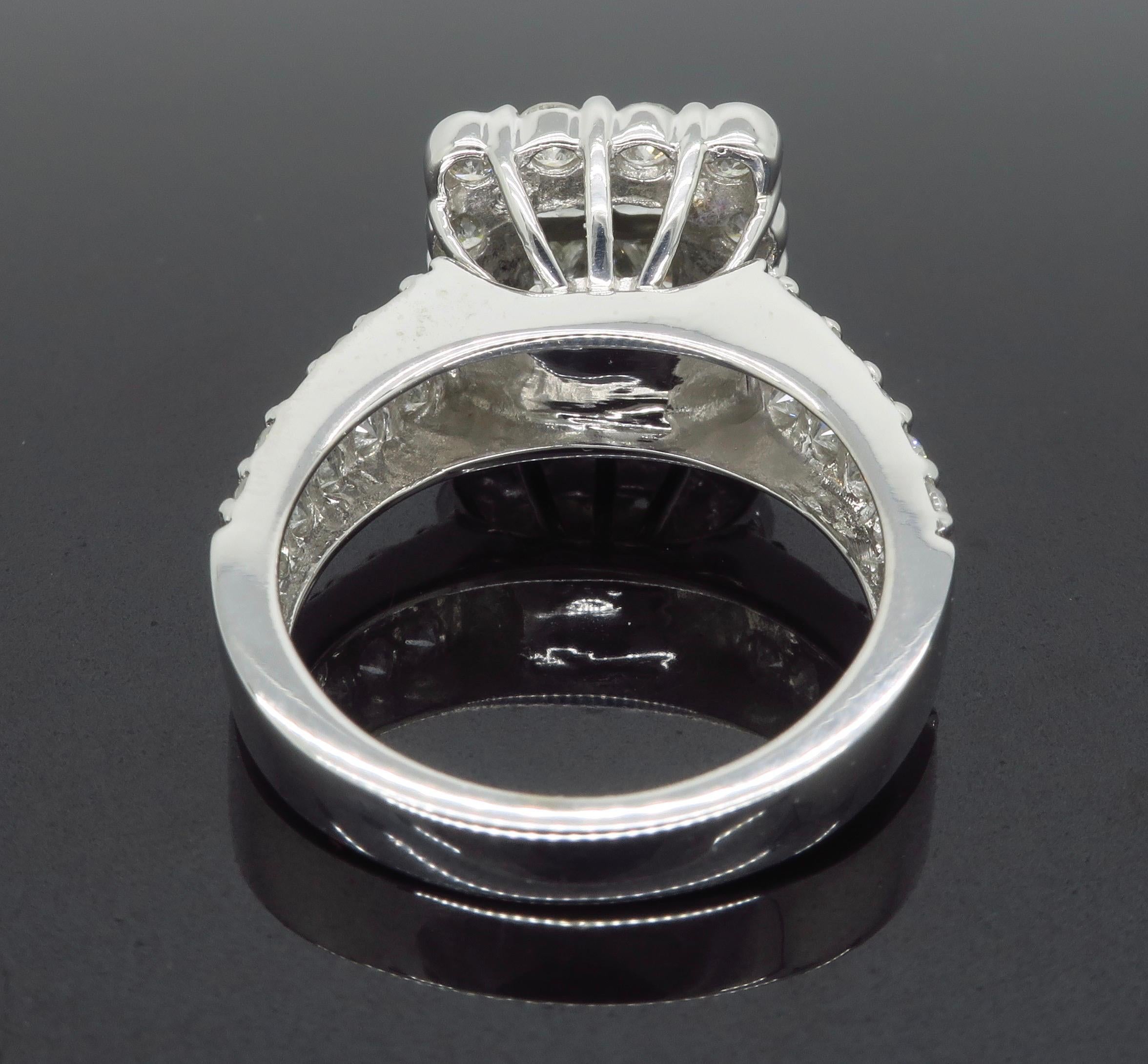 Princess Cut 4.00 Carat Invisible Set Quad Style Diamond Engagement Ring