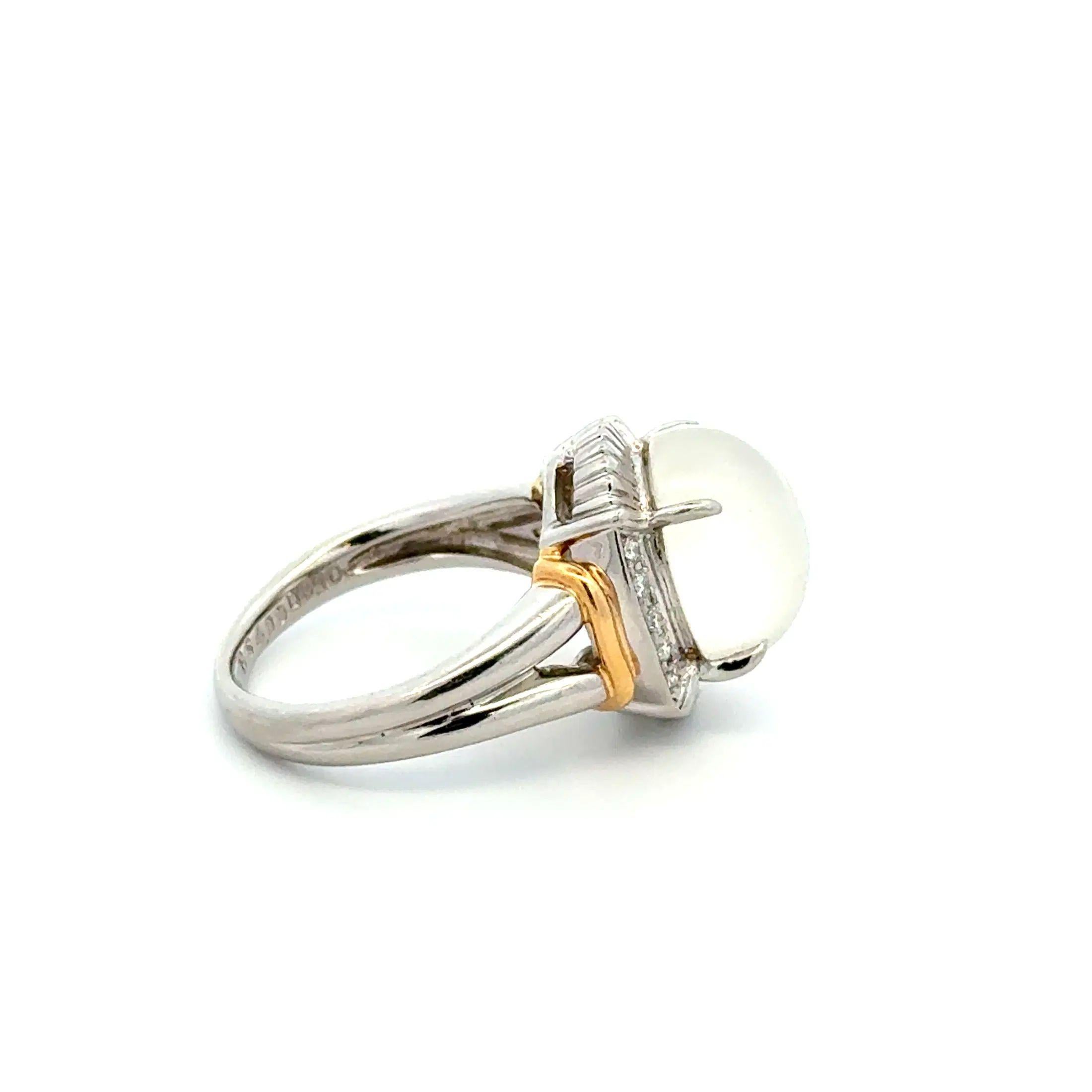 De las mujeres Anillo de Cóctel Vintage de Platino con Piedra Lunar y Diamante RBC de 4,00 Quilates en venta