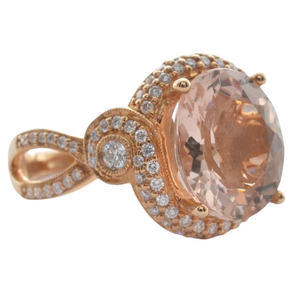 4.00 Carat Morganite and Diamond Ring in 18 Karat Rose Gold