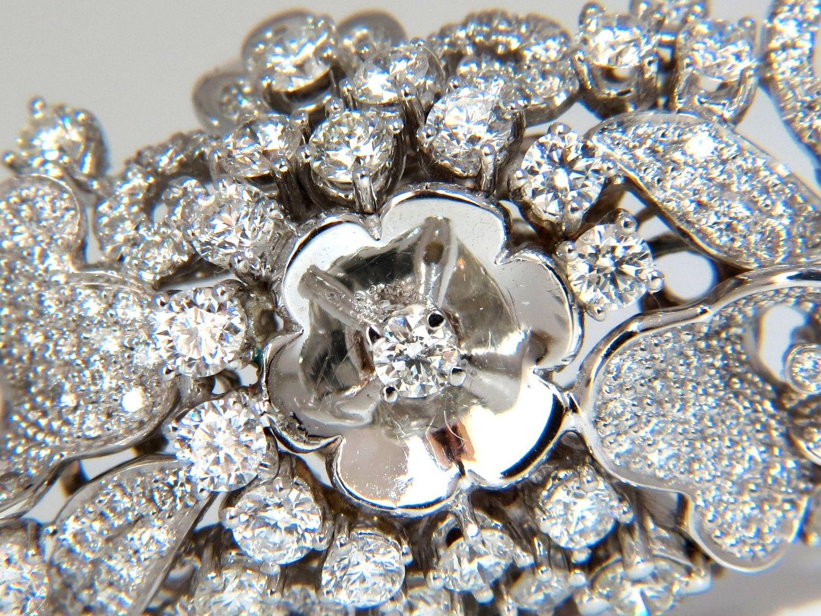 4.00 Carat Natural Brilliant Diamonds Floral Cocktail Vine 3D Deco Ring 18 Karat For Sale 2