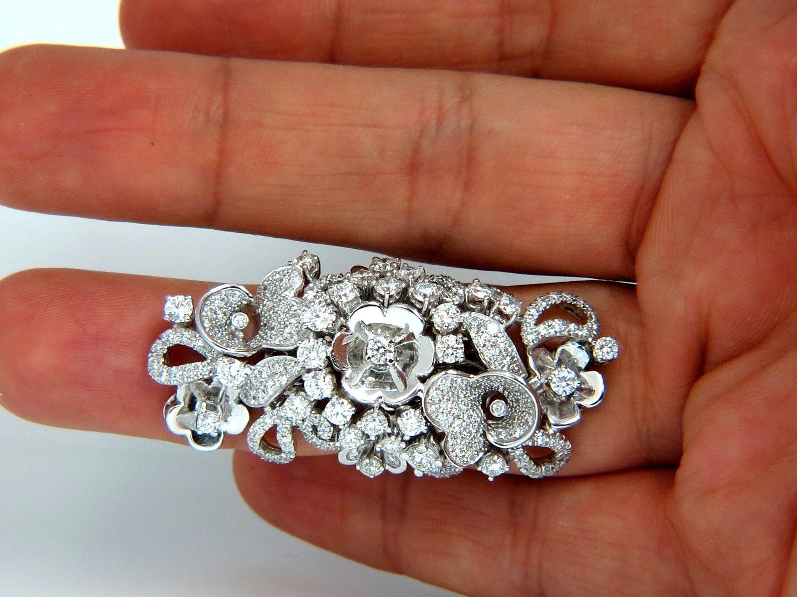 4.00 Carat Natural Brilliant Diamonds Floral Cocktail Vine 3D Deco Ring 18 Karat For Sale 3