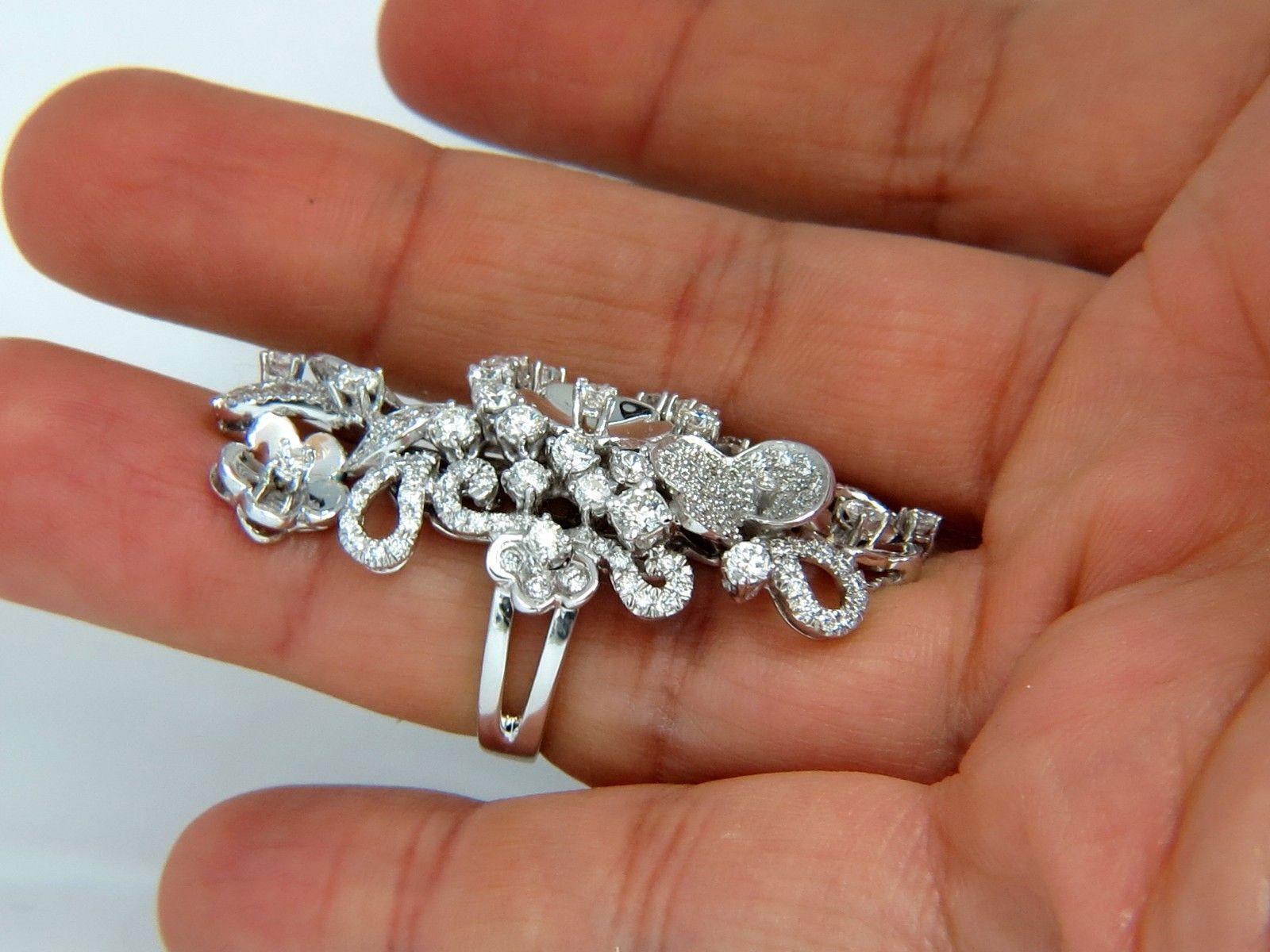 4,00 Carati di diamanti naturali brillanti Cocktail floreale Vine 3D Anello Deco 18 Carati in vendita 4