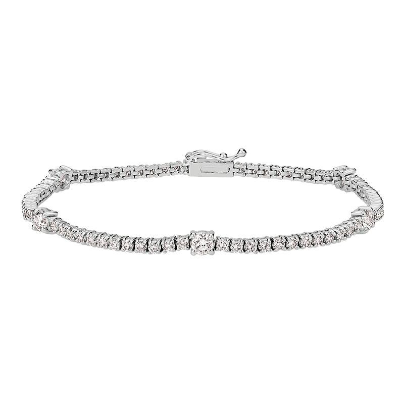 4.00 Carat Natural Diamond Bracelet 14K White Gold 7''

100% Natural Diamonds, Not Enhanced in any way Round Cut Diamond Bracelet 
4.00CT
G-H 
SI  
14K White Gold,  Prong Set,   5.9 gram
7 inches in length, 1/8 inch in width
5 diamonds - 1.15ct, 60