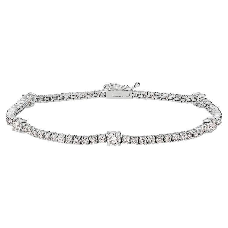 4.00 Carat Natural Diamond Bracelet 14K White Gold For Sale