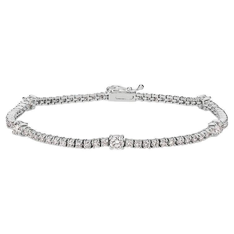 Pre-owned Morris & David 4.00 Carat Natural Diamond Bracelet 14k White Gold