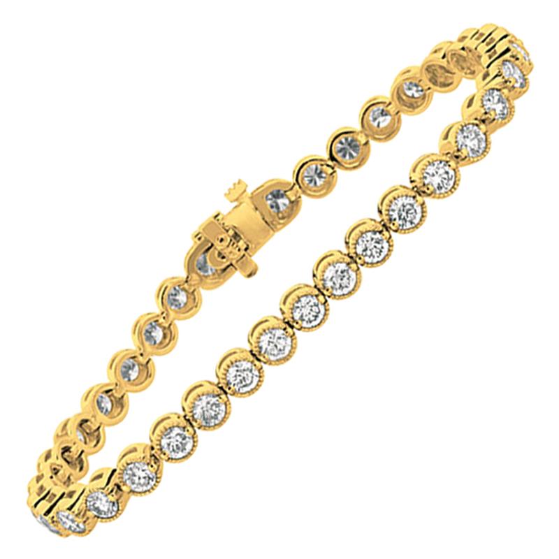 Bracelet G SI en or jaune 14 carats avec diamants naturels de 4,00 carats