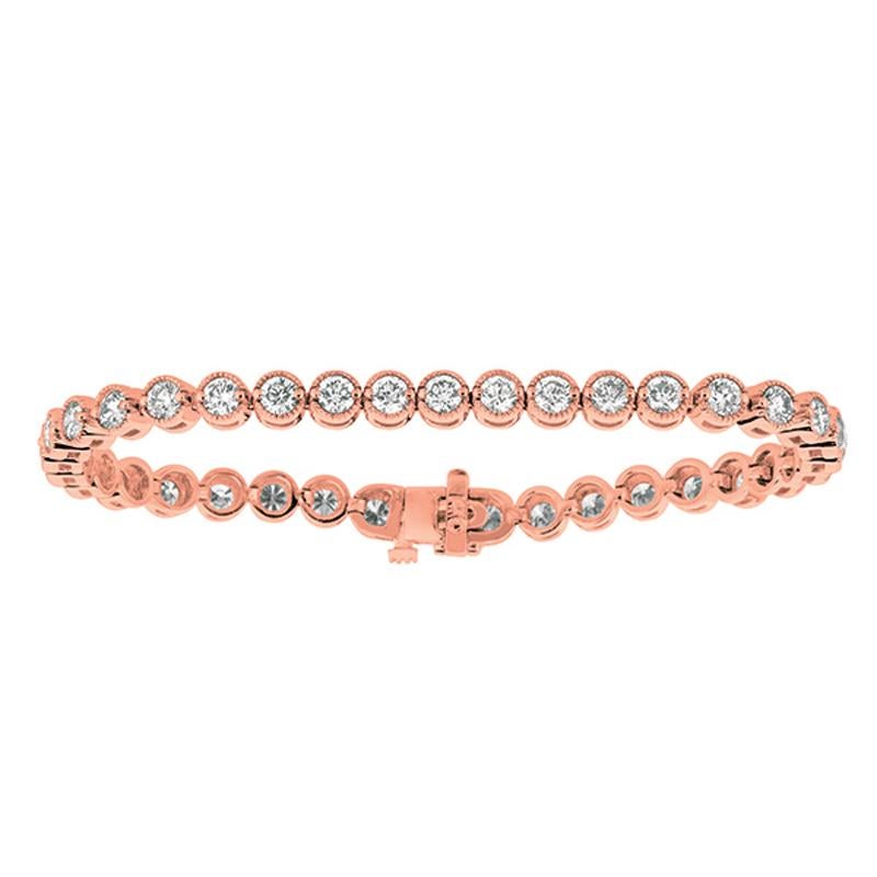 4,00 Karat natürliches Diamant-Armband G SI 14K Roségold 7 Zoll (Zeitgenössisch) im Angebot