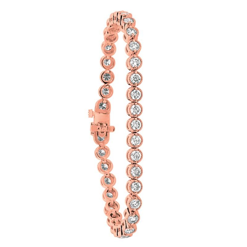 4,00 Karat natürliches Diamant-Armband G SI 14K Roségold 7 Zoll (Rundschliff) im Angebot