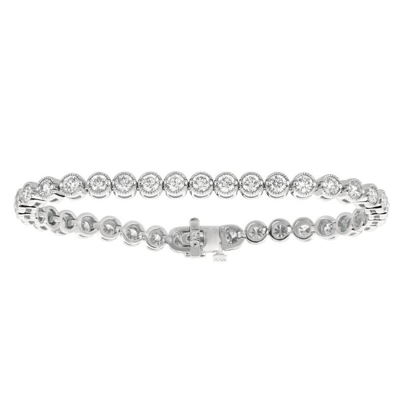 
4.00 Carat Natural Diamond Bracelet G SI 14K White Gold 7 inches

    100% Natural Diamonds, Not Enhanced in any way Round Cut Diamond Bracelet 
    4.02CT
    G-H 
    SI  
    14K White Gold  prong, bezel style   11.7 grams
    7 inches in