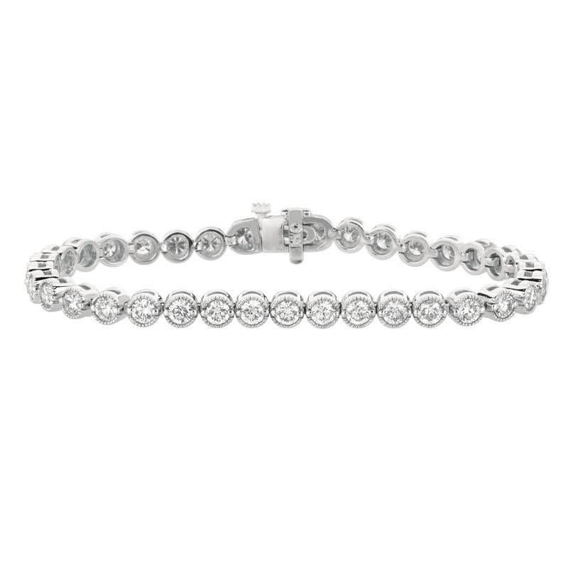 Contemporain Bracelet G SI en or blanc 14 carats avec diamants naturels de 4,00 carats en vente