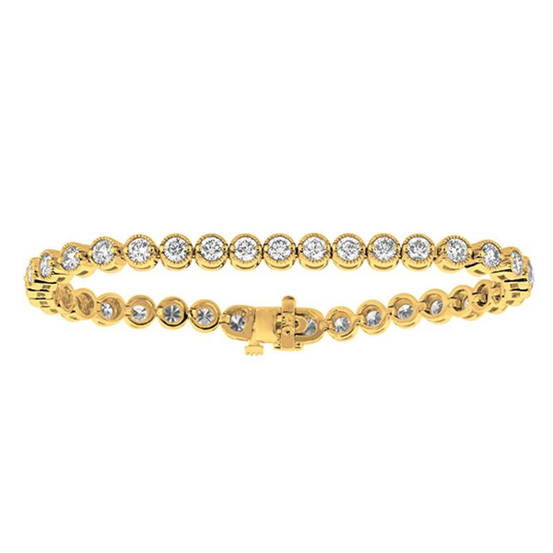 Contemporary 4.00 Carat Natural Diamond Bracelet G SI 14 Karat Yellow Gold For Sale