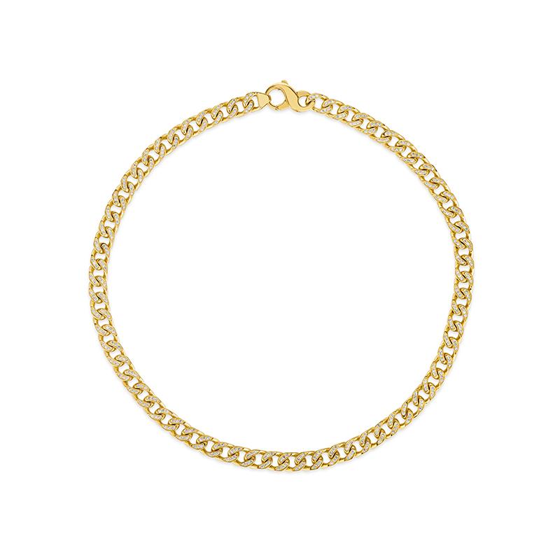 Moderniste Collier à maillons cubains en or jaune 14 carats avec diamants naturels de 4,00 carats, 34 grammes en vente