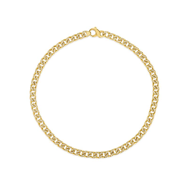 Modernist 4.00 Carat Natural Diamond Cuban Link Necklace 14K Yellow Gold 34 Gram For Sale