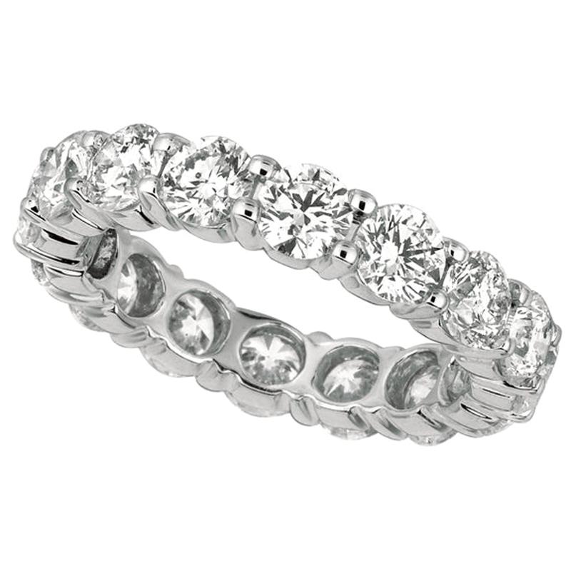 4.00 Carat Natural Diamond Eternity Band Ring G SI 18 Karat White Gold 16 Stones