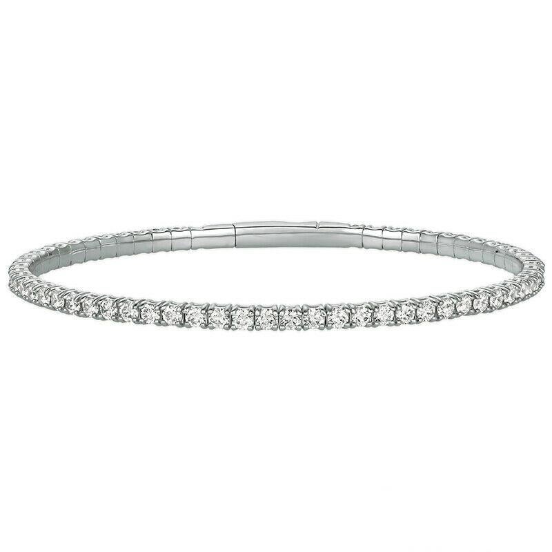 Contemporain Bracelet jonc souple en or blanc 14 carats avec diamants naturels de 4,00 carats G-H SI en vente