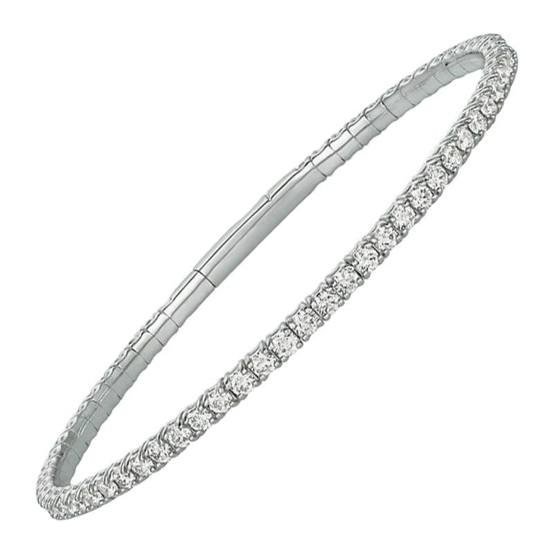 3.00 Carat Natural Diamond Flexible Bangle Bracelet G-H SI 14