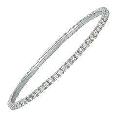 4.00 Carat Natural Diamond Flexible Bangle Bracelet G-H SI 14k White Gold