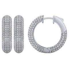4.00 Carat Natural Diamond Hoop Earrings G SI 14K White Gold