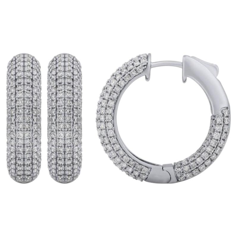 Pre-owned Morris & David 4.00 Carat Natural Diamond Hoop Earrings G Si 14k White Gold