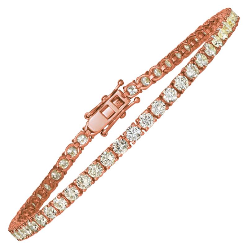 Bracelet tennis en or rose 14 carats avec 62 pierres et diamants naturels de 4,00 carats G SI