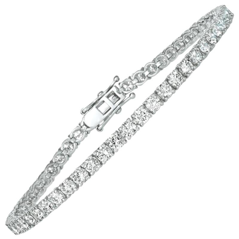 Bracelet tennis G SI en or blanc 14 carats avec 62 pierres et diamants naturels de 4,00 carats en vente