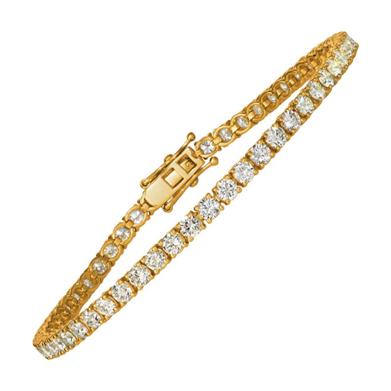 Bracelet tennis en or jaune 14 carats avec 62 pierres et diamants naturels de 4,00 carats G SI