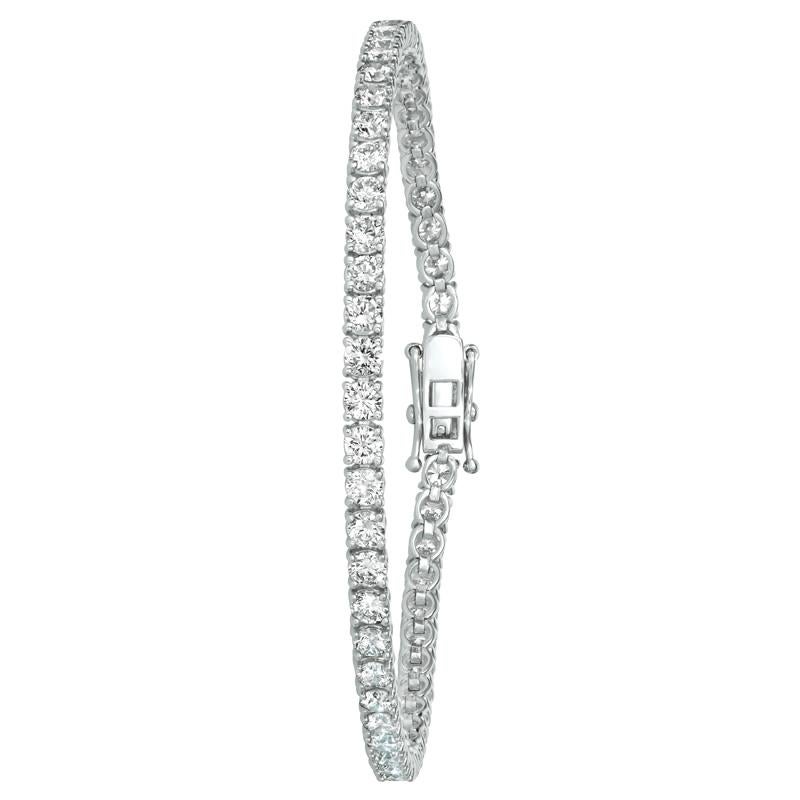 Contemporain Bracelet tennis G SI en or blanc 14 carats avec 62 pierres et diamants naturels de 4,00 carats en vente