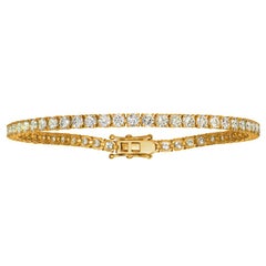 4.00 Carat Natural Diamond Tennis Bracelet G SI 14 Karat Yellow Gold 62 Stones