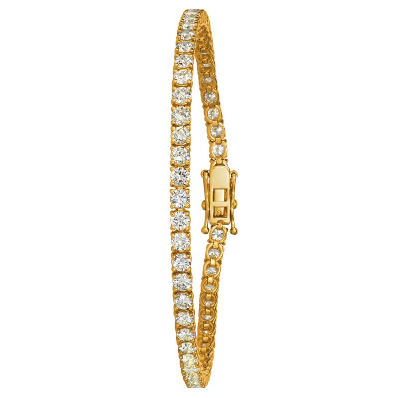 Contemporaneo Bracciale tennis con diamanti naturali da 4,00 carati G SI in oro giallo 14 carati 62 pietre in vendita