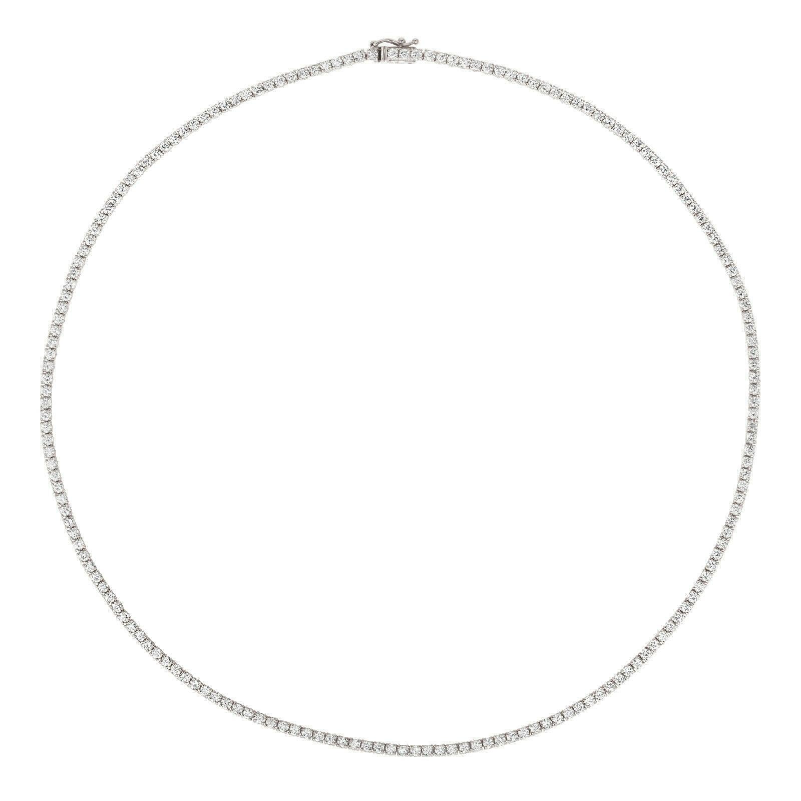 4,00 Karat natürlicher Diamant Tennis Halskette G SI 14K Weißgold (Zeitgenössisch) im Angebot