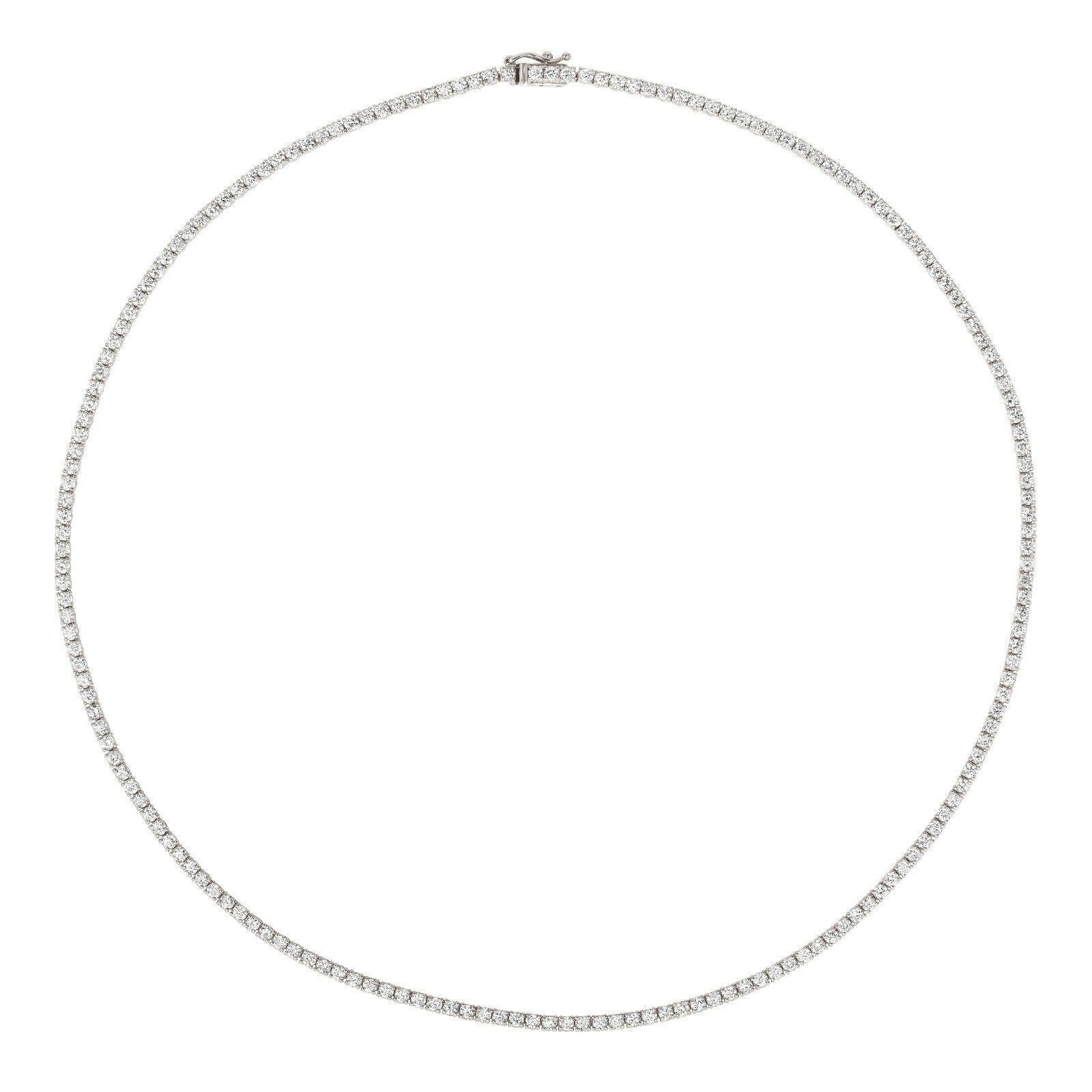 Contemporary 4.00 Carat Natural Diamond Tennis Necklace G SI 14K White Gold For Sale