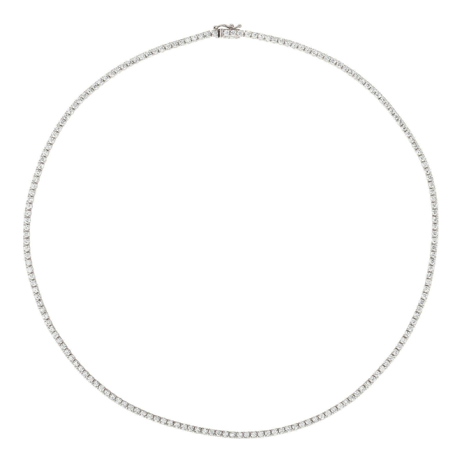 Collar de tenis de diamantes naturales de 4,00 quilates G SI de oro blanco de 14 quilates